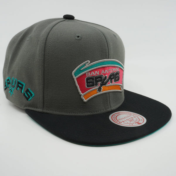 MENS MITCHELL & NESS NBA STORM FRONT SNAPBACK HWC SPURS - GREY