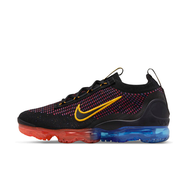 [DV2118-001] Mens Nike AIR VAPORMAX 2021 FK 'BLACK PHOTO BLUE CRIMSON GOLD'