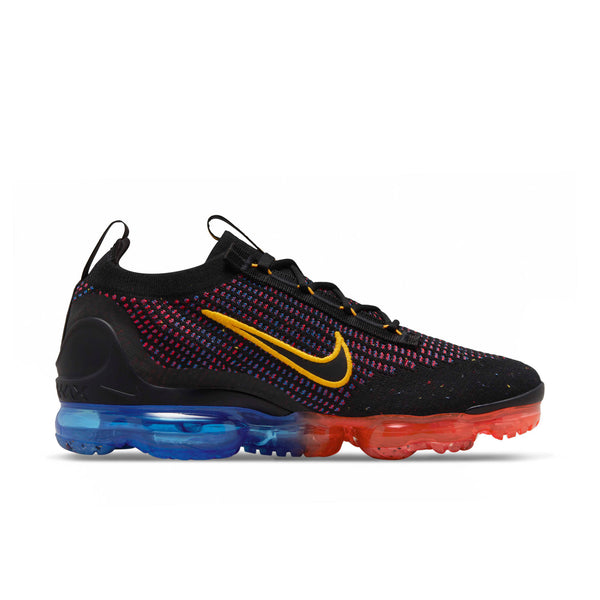 [DV2118-001] Mens Nike AIR VAPORMAX 2021 FK 'BLACK PHOTO BLUE CRIMSON GOLD'