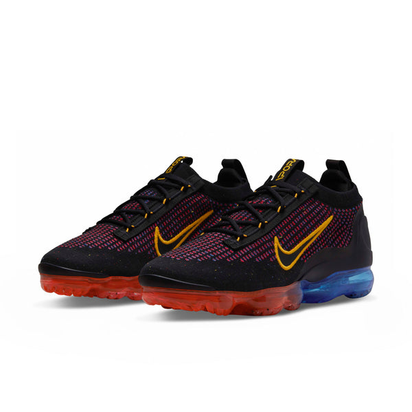 [DV2118-001] Mens Nike AIR VAPORMAX 2021 FK 'BLACK PHOTO BLUE CRIMSON GOLD'