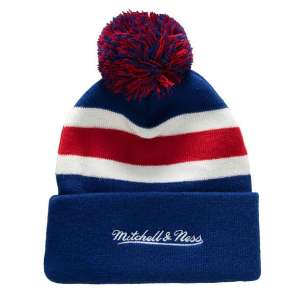 MENS MITCHELL & NESS NHL STRIPE POM KNIT RANGERS - BLUE