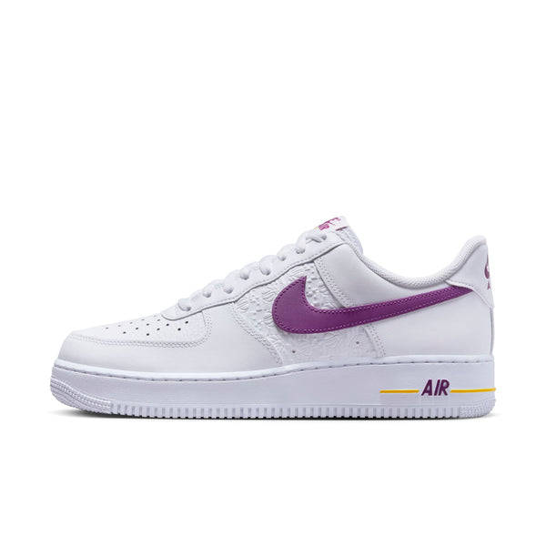 [FJ4209-100] MENS NIKE AIR FORCE 1 '07 'EMBOSSED HOOPS - LAKERS'