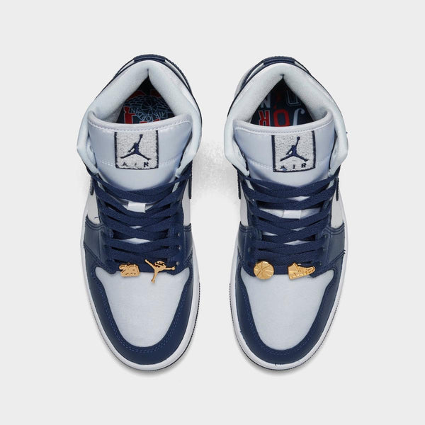 [FZ8777-044] WOMENS AIR JORDAN RETRO 1 MID 'FOOTBALL GREY WHITE MIDNIGHT NAVY'