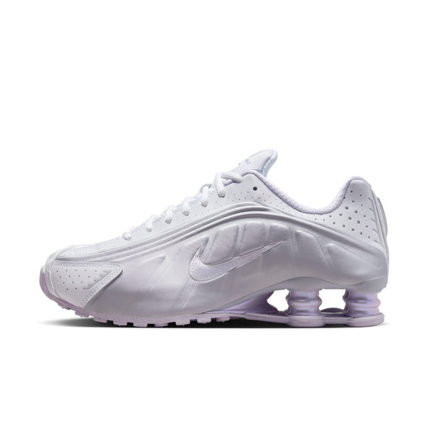 [HF5076-100] Womens Nike SHOX R4 'WHITE METALLIC PLATINUM BARELY GRAPE (W)'