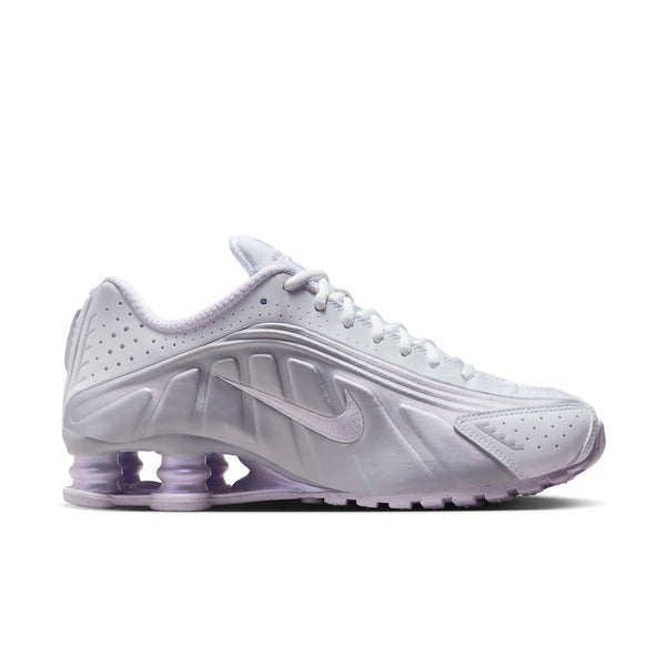 [HF5076-100] Womens Nike SHOX R4 'WHITE METALLIC PLATINUM BARELY GRAPE (W)'