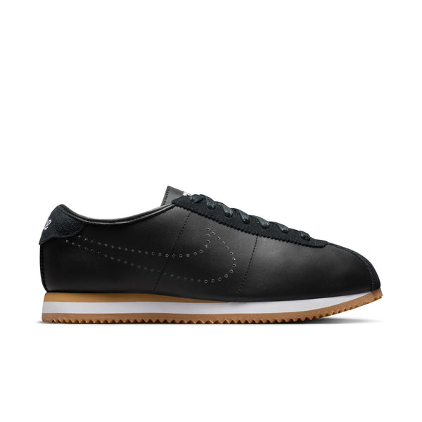 [HQ1841-002] WOMENS NIKE CORTEZ LEATHER 'BLACK WHITE GUM PERFORATED SWOOSH'