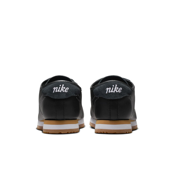[HQ1841-002] WOMENS NIKE CORTEZ LEATHER 'BLACK WHITE GUM PERFORATED SWOOSH'