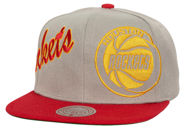 [HS8041-HROGREY] MENS MITCHELL & NESS NBA KNOCK OUT PANEL SNAPBACK HWC ROCKETS