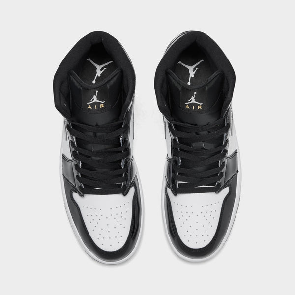 [HV0789-010] MENS AIR JORDAN RETRO 1 MID SE 'PATENT BLACK WHITE'