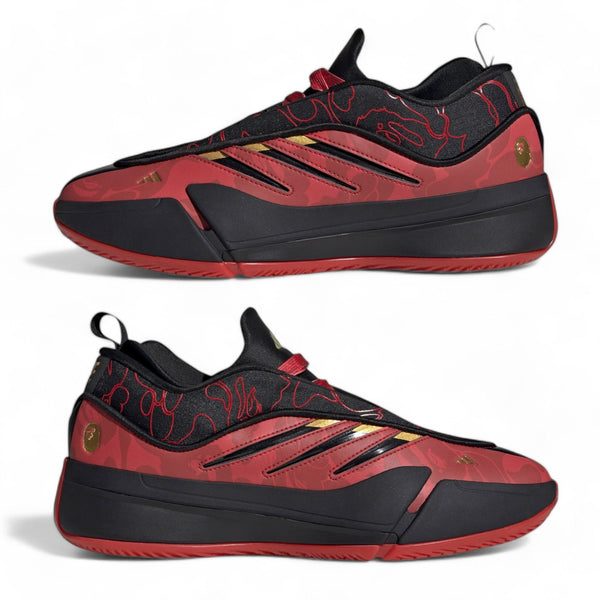 [IH0786] Mens ADIDAS Dame 9 'Bape Black Red'