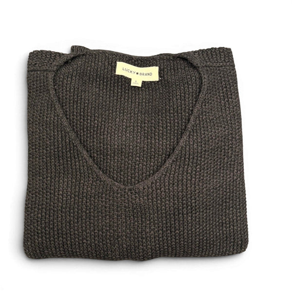 [7WP5056-001] WOMENS LUCKY BRAND SPRING WEIGHT V NECK PULLOVER - BLACK COMBO