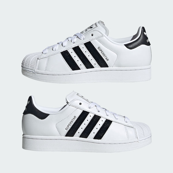 [JP9678] WOMENS ADIDAS SUPERSTAR II 'WHITE BLACK BEADED STRIPES'