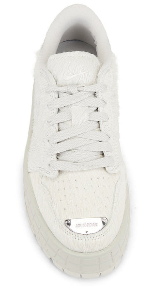 [IB7210-001] WOMENS AIR JORDAN RETRO 1 LOW BROOKLYN 'LIGHT BONE METALLIC SILVER'