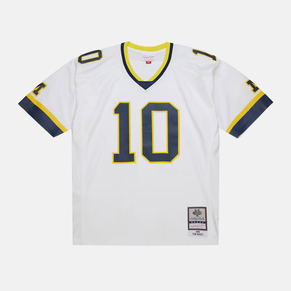 MENS MITCHELL & NESS NCAA WHITE JERSEY MICHIGAN WOLVERINES 1999 TOM BRADY