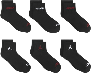 [BJ0342-023] YOUTH AIR JORDAN JUMPMAN LEGEND ANKLE 6-PACK SOCKS