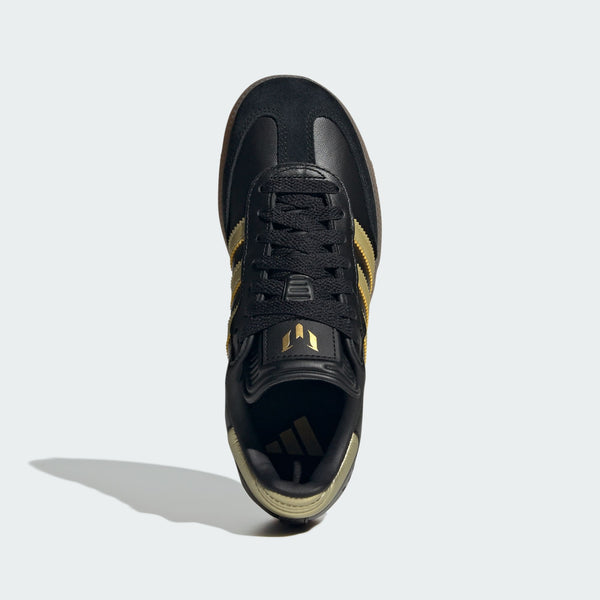 [JR6349] Grade School Adidas SAMBA INDOOR 'CORE BLACK GOLD METALLIC GUM'