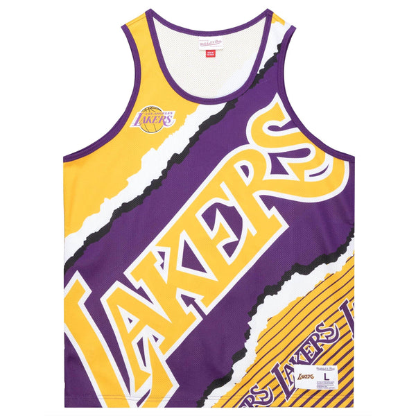 MENS MITCHELL & NESS JUMBOTRON 2.0 SUBLIMATED TANK LAKERS