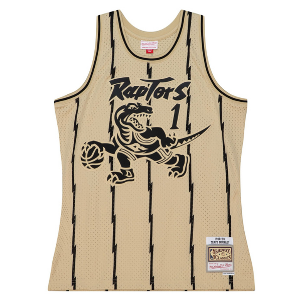 MENS MITCHELL & NESS KHAKI BLACK SWINGMAN JERSEY RAPTORS 1998 TRACY MCGRADY