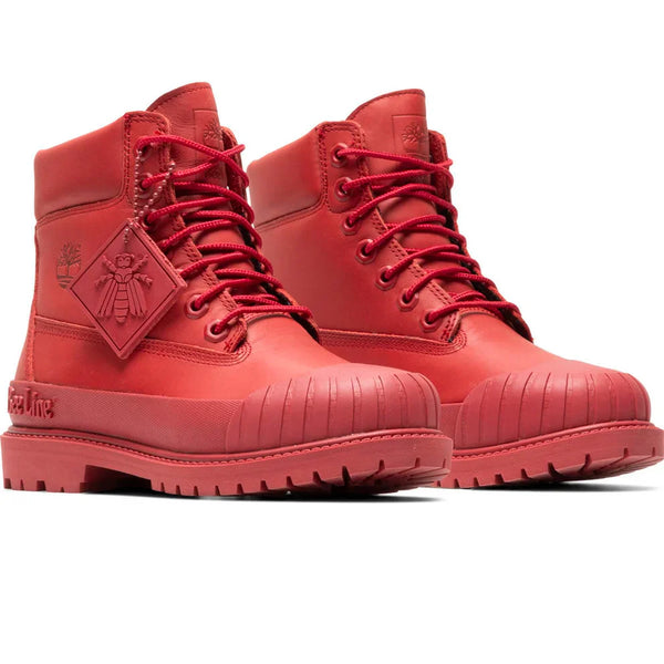 [TB0A5ZRY626] Womens Timberland 6" Waterproof Boot 'Premium Bee Line Rubber Toe WP Red Nubuck'