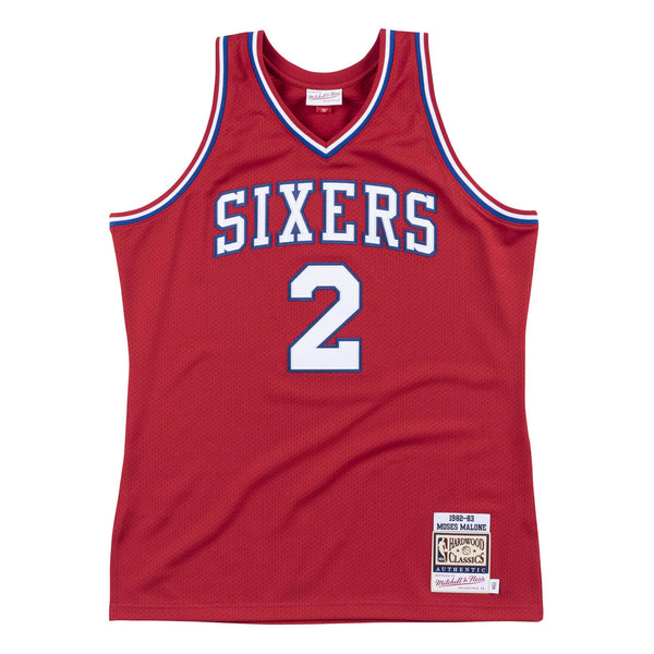 MENS MITCHELL & NESS AUTHENTIC JERSEY 76ERS 1982 MOSES MALONE
