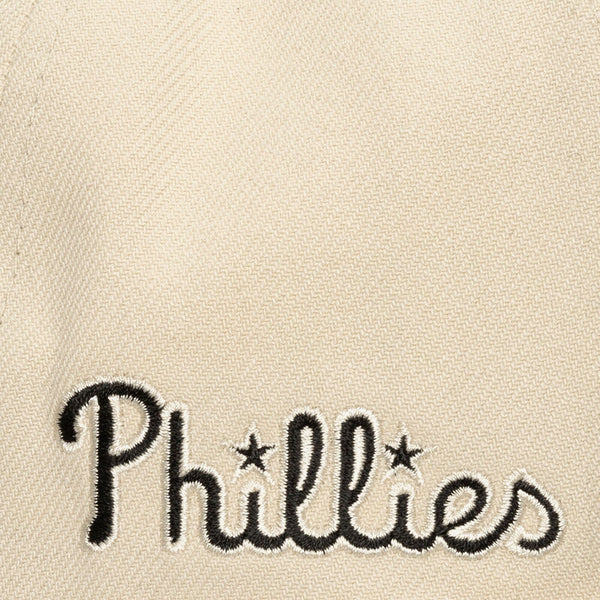 MENS MITCHELL & NESS MLB EVERGREEN CREAM BLACK SNAPBACK PHILLIES