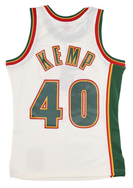 MENS MITCHELL & NESS CREAM SWINGMAN JERSEY SUPERSONICS 1995 SHAWN KEMP