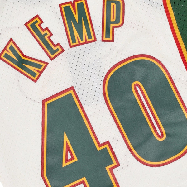 MENS MITCHELL & NESS CREAM SWINGMAN JERSEY SUPERSONICS 1995 SHAWN KEMP