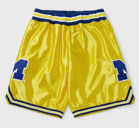 Mens Mitchell & Ness NCAA University of Michigan MAIZE SHORTS 1991