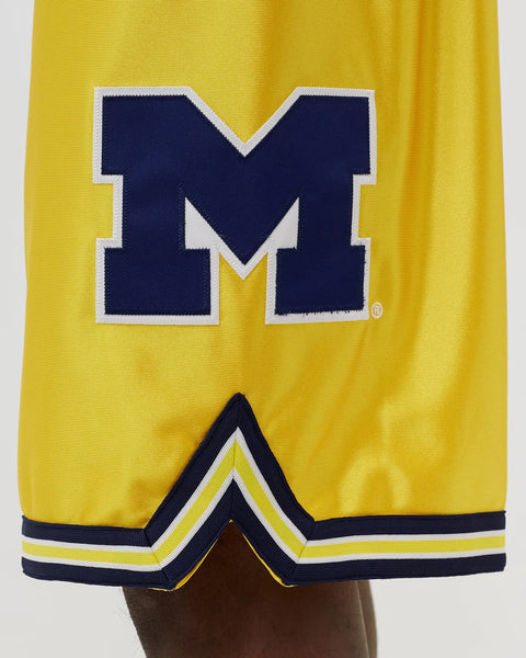 Mens Mitchell & Ness NCAA University of Michigan MAIZE SHORTS 1991