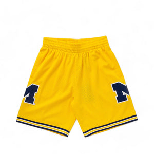 Mens Mitchell & Ness NCAA MAIZE SHORTS MICHIGAN 1991