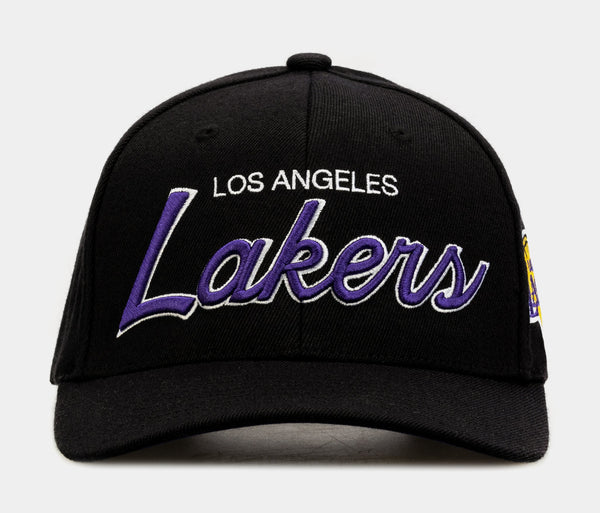 MENS MITCHELL & NESS NBA TEAM SCRIPT 2.0 STRETCH SNAPBACK LAKERS - BLACK