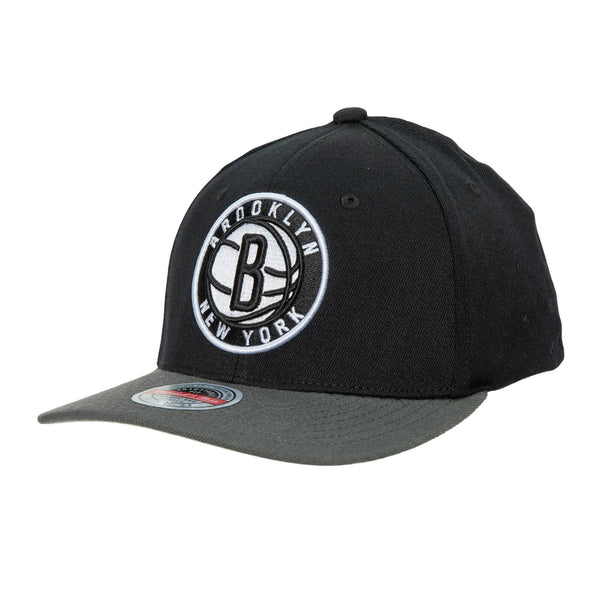 MENS MITCHELL & NESS NBA TEAM 2 TONE 2.0 STRETCH SNAPBACK NETS - BLACK-GREY