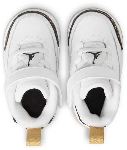 [HJ9965-100] TODDLERS AIR JORDAN SPIZIKE LOW 'WHITE METALLIC GOLD SAIL BLACK'