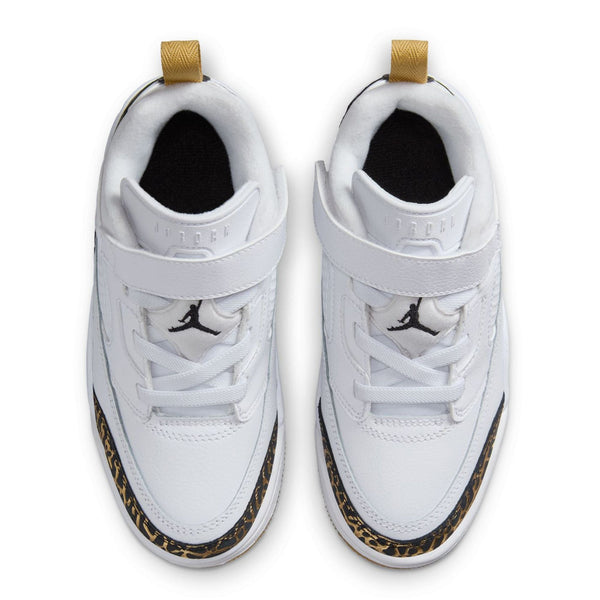 [HJ9055-100] PRESCHOOL AIR JORDAN SPIZIKE LOW 'WHITE METALLIC GOLD SAIL BLACK'