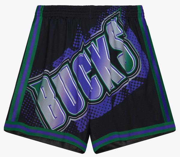 MENS MITCHELL & NESS NBA BIG FACE 7.0 FASHION SHORTS BUCKS