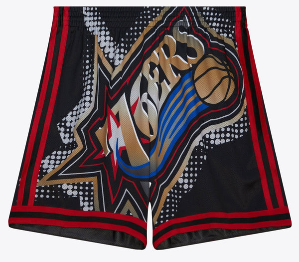 MENS MITCHELL & NESS NBA BIG FACE 7.0 FASHION SHORTS 76ERS