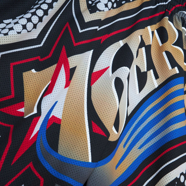 MENS MITCHELL & NESS NBA BIG FACE 7.0 FASHION SHORTS 76ERS