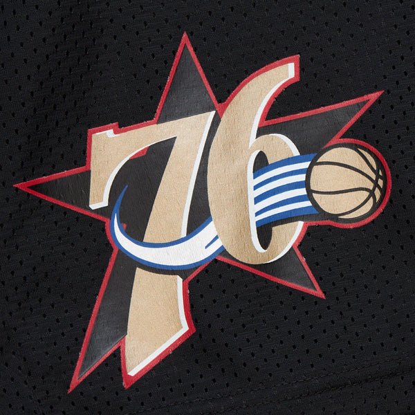 MENS MITCHELL & NESS NBA GAMEDAY MESH 7IN SHORTS VINTAGE LOGO 76ERS
