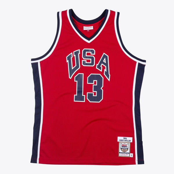 MENS MITCHELL & NESS AUTHENTIC JERSEY USA 1984 CHRIS MULLIN