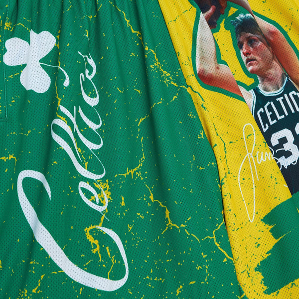 MENS MITCHELL & NESS NBA PLAYER BURST MESH SHORTS CELTICS LARRY BIRD