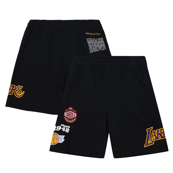 MENS MITCHELL & NESS NBA TEAM ORIGINS FLEECE SHORTS LAKERS
