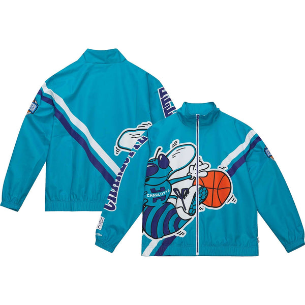 MENS MITCHELL & NESS EXPLODED LOGO WARM UP JACKET HORNETS