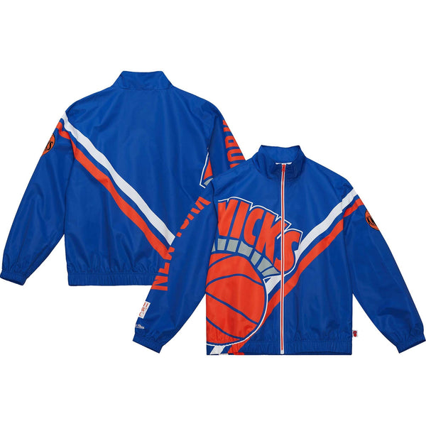 MENS MITCHELL & NESS EXPLODED LOGO WARM UP JACKET KNICKS