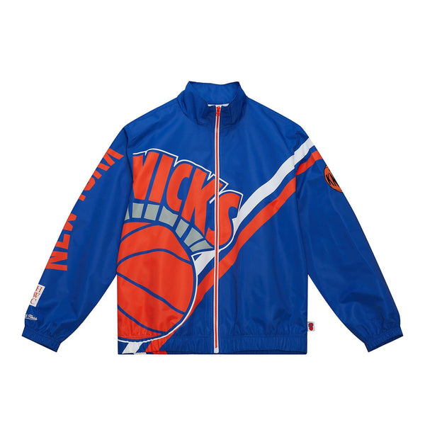 MENS MITCHELL & NESS EXPLODED LOGO WARM UP JACKET KNICKS