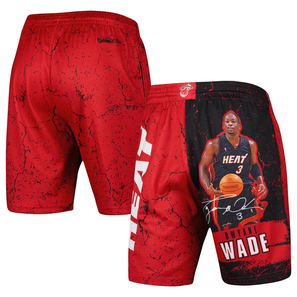 MENS MITCHELL & NESS NBA PLAYER BURST MESH SHORTS HEAT DWYANE WADE