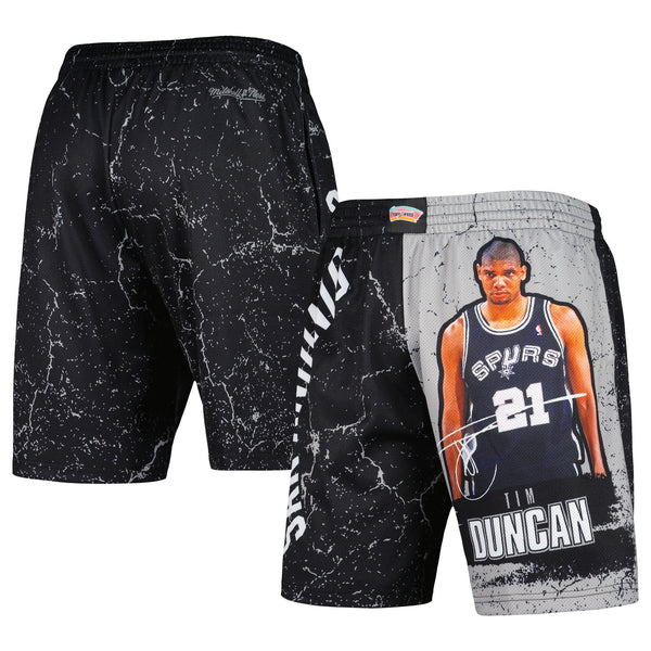 MENS MITCHELL & NESS NBA PLAYER BURST MESH SHORTS SPURS TIM DUNCAN
