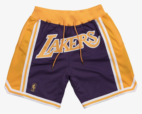 MENS MITCHELL & NESS NBA JUST DON ROAD SHORTS LAKERS 1996