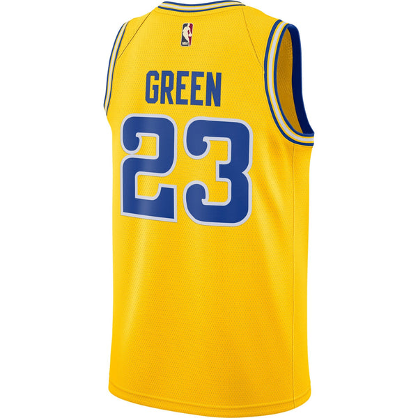 [9Z2B7B1AP-GREEN] Youth Nike NBA GSW Draymond Green Gold Hardwood Classics Swingman Jersey