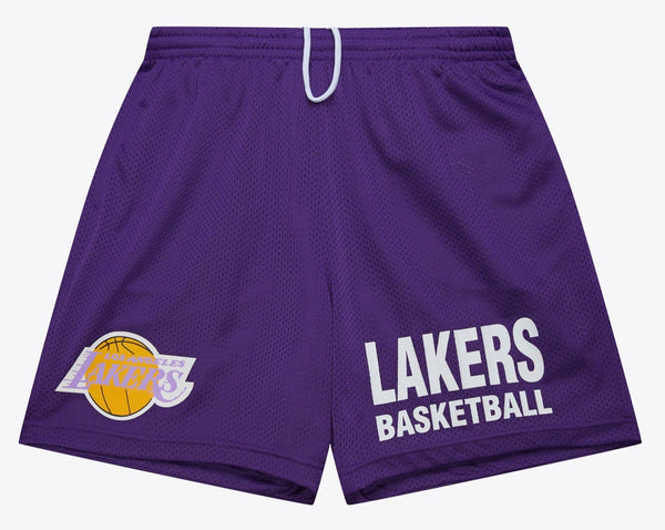 MENS MITCHELL & NESS NBA GAMEDAY MESH 7IN SHORTS VINTAGE LOGO LAKERS
