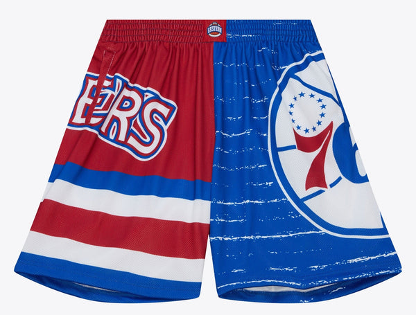 MENS MITCHELL & NESS NBA JUMBOTRON 3.0 SHORTS 76ERS